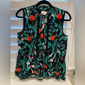 Kate Spade poplin floral peplum top